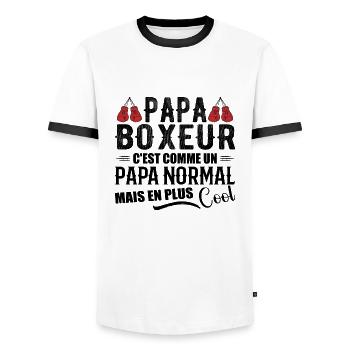Papa Boxer Humor Coach Boxer Geschenk - Männer Kontrast-T-Shirt - Weiß/Schwarz - Vorne - AI Model Female 172 light (172cm) & AI Model Male 178 dark (178cm)
