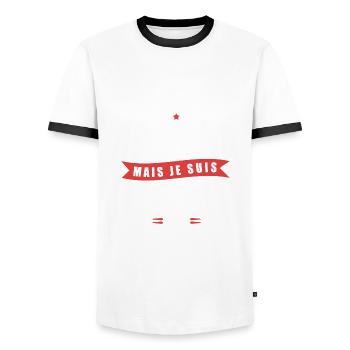Christophe Parfait Cadeau prenom Christophe - T-shirt contrasté Homme - blanc/noir - Devant - AI Model Female 172 light (172cm) & AI Model Male 178 dark (178cm)