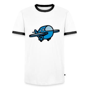 Spielzeug Flugzeug Kind Baby - Männer Kontrast-T-Shirt - Weiß/Schwarz - Vorne - AI Model Female 172 light (172cm) & AI Model Male 178 dark (178cm)