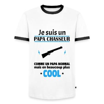 Je suis un papa chasseur, fête des pères, noël - T-shirt contrasté Homme - blanc/noir - Devant - AI Model Female 172 light (172cm) & AI Model Male 178 dark (178cm)
