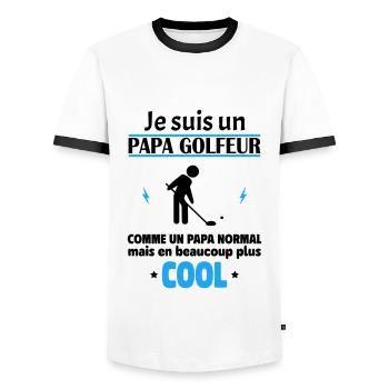 Je suis un papa golfeur, fête des pères, noël - T-shirt contrasté Homme - blanc/noir - Devant - AI Model Female 172 light (172cm) & AI Model Male 178 dark (178cm)