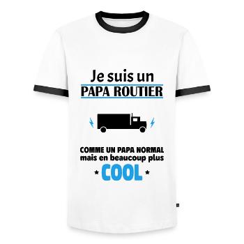 Je suis un papa routier, fête des pères, noël - T-shirt contrasté Homme - blanc/noir - Devant - AI Model Female 172 light (172cm) & AI Model Male 178 dark (178cm)