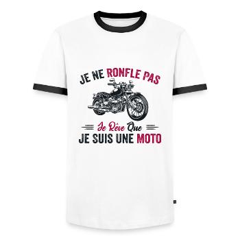 Je Ne Ronfle Pas Je Rêve Que Je Suis Une Moto - T-shirt contrasté Homme - blanc/noir - Devant - AI Model Female 172 light (172cm) & AI Model Male 178 dark (178cm)