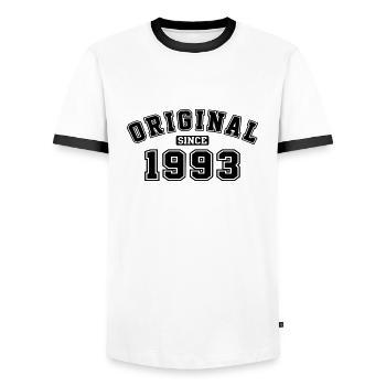 Original Since 1993 Vintage Birthday Birthday - Men's Ringer Shirt - white/black - Front - AI Model Female 172 light (172cm) & AI Model Male 178 dark (178cm)