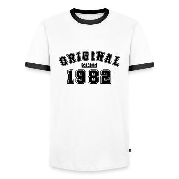 Original Since 1982 College Style - Männer Kontrast-T-Shirt - Weiß/Schwarz - Vorne - AI Model Female 172 light (172cm) & AI Model Male 178 dark (178cm)