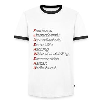 Feuerwehr Akrostichon - Männer Kontrast-T-Shirt - Weiß/Schwarz - Vorne - AI Model Female 172 light (172cm) & AI Model Male 178 dark (178cm)