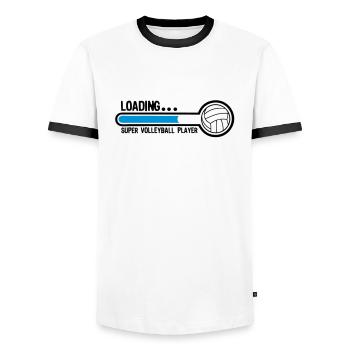 Volleyball Ladesuper Spieler1 - Männer Kontrast-T-Shirt - Weiß/Schwarz - Vorne - AI Model Female 172 light (172cm) & AI Model Male 178 dark (178cm)