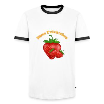 Süsse Früchtchen, Erdbeeren - Männer Kontrast-T-Shirt - Weiß/Schwarz - Vorne - AI Model Female 172 light (172cm) & AI Model Male 178 dark (178cm)
