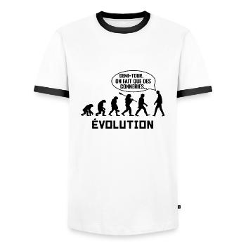 évolution - T-shirt contrasté Homme - blanc/noir - Devant - AI Model Female 172 light (172cm) & AI Model Male 178 dark (178cm)