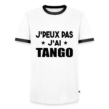 J'peux pas j'ai tango t-shirt cadeau danse - T-shirt contrasté Homme - blanc/noir - Devant - AI Model Female 172 light (172cm) & AI Model Male 178 dark (178cm)