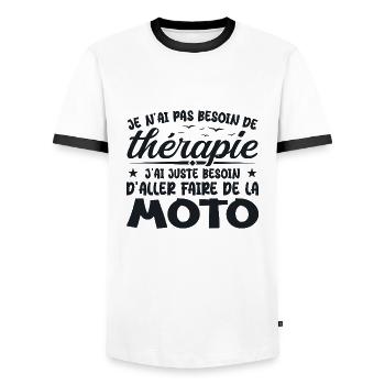 Biker Need to Ride Motorcycle Humor Gift - Men's Ringer Shirt - white/black - Front - AI Model Female 172 light (172cm) & AI Model Male 178 dark (178cm)