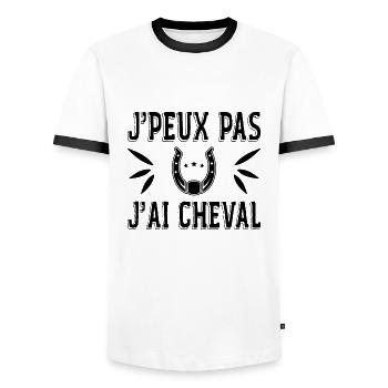 I can't I have a horse - Men's Ringer Shirt - white/black - Front - AI Model Female 172 light (172cm) & AI Model Male 178 dark (178cm)