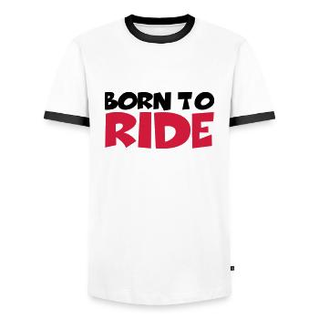 Born to ride - Men's Ringer Shirt - white/black - Front - AI Model Female 172 light (172cm) & AI Model Male 178 dark (178cm)