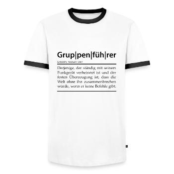 Definition Gruppenführer - Männer Kontrast-T-Shirt - Weiß/Schwarz - Vorne - AI Model Female 172 light (172cm) & AI Model Male 178 dark (178cm)