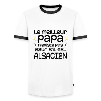 Le Meilleur Papa N'existe Pas Sauf Si Alsacien - T-shirt contrasté Homme - blanc/noir - Devant - AI Model Female 172 light (172cm) & AI Model Male 178 dark (178cm)