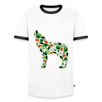Blattwolf - Männer Kontrast-T-Shirt - Weiß/Schwarz - Vorne - AI Model Female 172 light (172cm) & AI Model Male 178 dark (178cm)