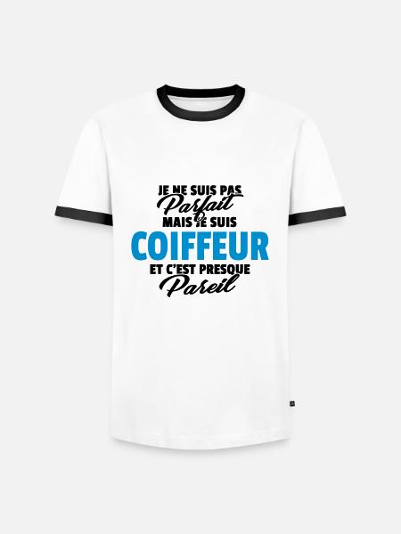Pas parfait mais coiffeur - T-shirt contrasté Homme - blanc/noir