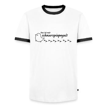 Schnurzpiepegal (Vogel) - Männer Kontrast-T-Shirt - Weiß/Schwarz - Vorne - AI Model Female 172 light (172cm) & AI Model Male 178 dark (178cm)