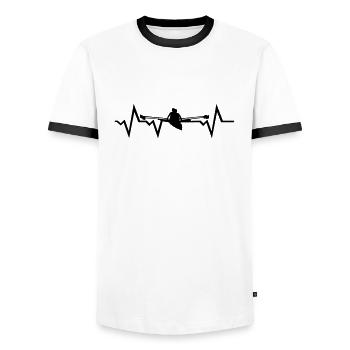 Rowing ECG Heartbeat - Men's Ringer Shirt - white/black - Front - AI Model Female 172 light (172cm) & AI Model Male 178 dark (178cm)