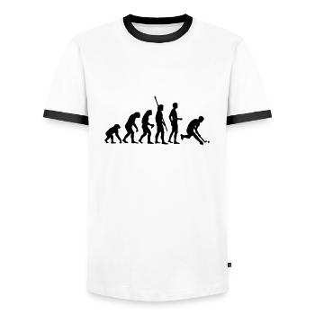 evolution_herren_hockey_1c - Männer Kontrast-T-Shirt - Weiß/Schwarz - Vorne - AI Model Female 172 light (172cm) & AI Model Male 178 dark (178cm)