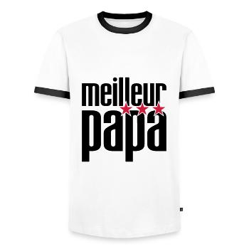 Meilleur Papa - T-shirt contrasté Homme - blanc/noir - Devant - AI Model Female 172 light (172cm) & AI Model Male 178 dark (178cm)