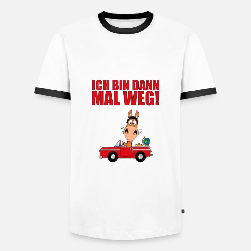 PFERD - AUTO - ICH BIN DANN MAL WEG! - Männer Kontrast-T-Shirt - Weiß/Schwarz