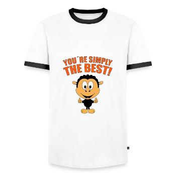 SCHAF - SHEEP - TIER - YOU´RE SIMPLY THE BEST! - Männer Kontrast-T-Shirt - Weiß/Schwarz - Vorne - AI Model Female 172 light (172cm) & AI Model Male 178 dark (178cm)