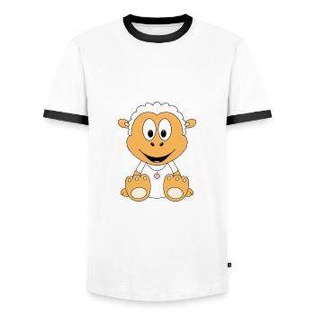 SCHAF - TIER - KINDER - BABY - Männer Kontrast-T-Shirt - Weiß/Schwarz - Vorne - AI Model Female 172 light (172cm) & AI Model Male 178 dark (178cm)