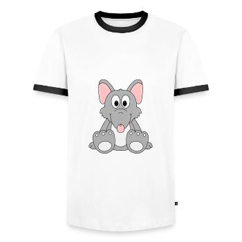 RATTE - LIEBE - TIER - KIND - BABY - Männer Kontrast-T-Shirt - Weiß/Schwarz - Vorne - AI Model Female 172 light (172cm) & AI Model Male 178 dark (178cm)