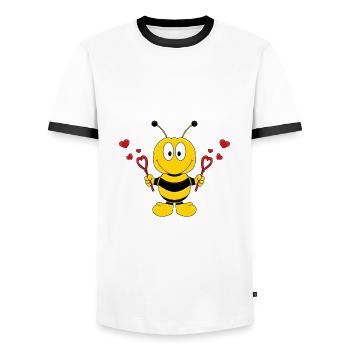 BIENE - LIEBE - SEIFENBLASEN - TIER - KIND - BABY - Männer Kontrast-T-Shirt - Weiß/Schwarz - Vorne - AI Model Female 172 light (172cm) & AI Model Male 178 dark (178cm)