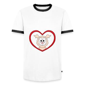 ALPAKA - LAMA - LIEBE - TIER - KIND - BABY - Männer Kontrast-T-Shirt - Weiß/Schwarz - Vorne - AI Model Female 172 light (172cm) & AI Model Male 178 dark (178cm)