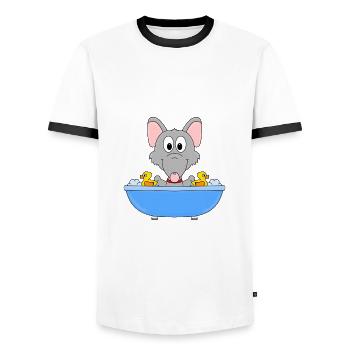WASSERRATTE - RATTE - BADEWANNE - TIERISCH - Männer Kontrast-T-Shirt - Weiß/Schwarz - Vorne - AI Model Female 172 light (172cm) & AI Model Male 178 dark (178cm)