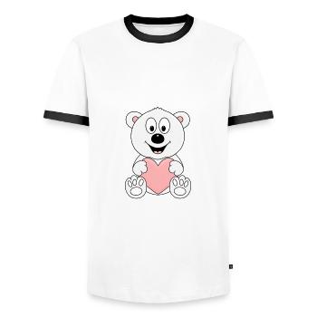 EISBÄR - HERZ - LIEBE - TIER - KINDER - BABY - Männer Kontrast-T-Shirt - Weiß/Schwarz - Vorne - AI Model Female 172 light (172cm) & AI Model Male 178 dark (178cm)