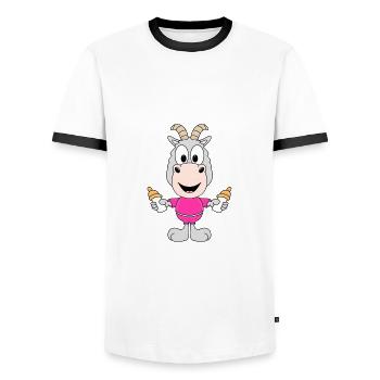 ZIEGE - BABY - KINDER - GEBURT - FLÄSCHCHEN - Männer Kontrast-T-Shirt - Weiß/Schwarz - Vorne - AI Model Female 172 light (172cm) & AI Model Male 178 dark (178cm)