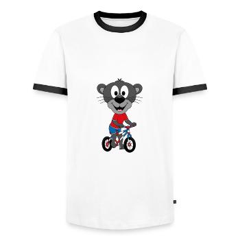 PANTHER - FAHRRAD - TIER - TIERISCH - BIKER - Männer Kontrast-T-Shirt - Weiß/Schwarz - Vorne - AI Model Female 172 light (172cm) & AI Model Male 178 dark (178cm)