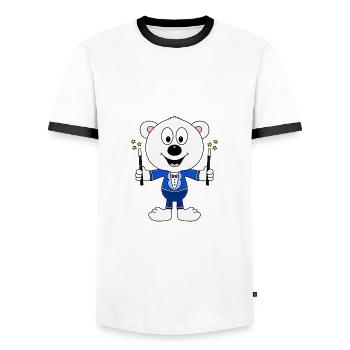 EISBÄR - ZAUBERER - MAGIER - ZAUBERN - TIERISCH - Männer Kontrast-T-Shirt - Weiß/Schwarz - Vorne - AI Model Female 172 light (172cm) & AI Model Male 178 dark (178cm)