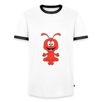 AMEISE - YOGA - TIER - TIERISCH - KIND - BABY - Männer Kontrast-T-Shirt - Weiß/Schwarz - Vorne - AI Model Female 172 light (172cm) & AI Model Male 178 dark (178cm)