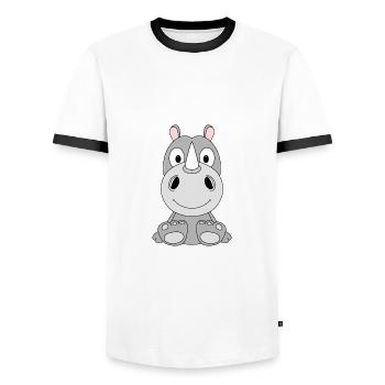 NASHORN - TIER - TIERISCH - KIND - BABY - LIEBE - Männer Kontrast-T-Shirt - Weiß/Schwarz - Vorne - AI Model Female 172 light (172cm) & AI Model Male 178 dark (178cm)