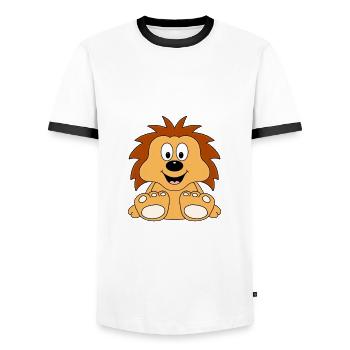 IGEL - TIER - KIND - BABY - TIERISCH - Männer Kontrast-T-Shirt - Weiß/Schwarz - Vorne - AI Model Female 172 light (172cm) & AI Model Male 178 dark (178cm)