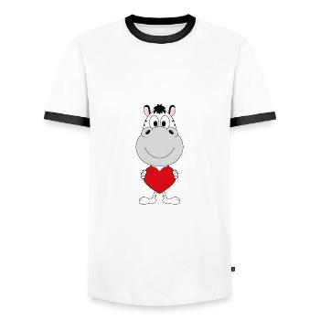 ZEBRA - LIEBE - LOVE - TIER - VERLIEBT - KINDER - Männer Kontrast-T-Shirt - Weiß/Schwarz - Vorne - AI Model Female 172 light (172cm) & AI Model Male 178 dark (178cm)