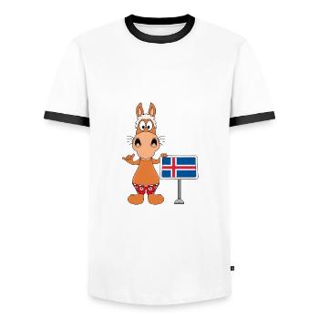 PFERD - PONY - ISLAND - ISLÄNDER - ISLAND - SHAKA - Männer Kontrast-T-Shirt - Weiß/Schwarz - Vorne - AI Model Female 172 light (172cm) & AI Model Male 178 dark (178cm)