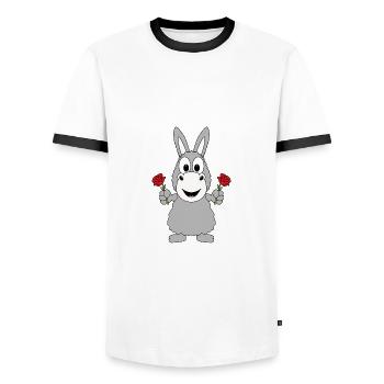 ESEL - BLUMEN - ROSEN - TIERISCH - VERLIEBT - Männer Kontrast-T-Shirt - Weiß/Schwarz - Vorne - AI Model Female 172 light (172cm) & AI Model Male 178 dark (178cm)