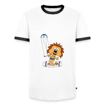 IGEL - KITE - KITER - KITESURFER - KITESURFEN - Männer Kontrast-T-Shirt - Weiß/Schwarz - Vorne - AI Model Female 172 light (172cm) & AI Model Male 178 dark (178cm)