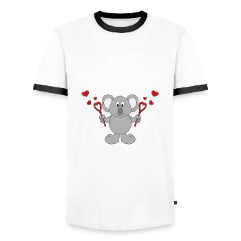 KOALA - LIEBE - LOVE - TIER - KIND - BABY - Männer Kontrast-T-Shirt - Weiß/Schwarz - Vorne - AI Model Female 172 light (172cm) & AI Model Male 178 dark (178cm)
