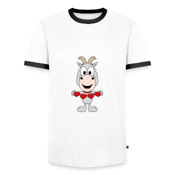ZIEGE - LIEBE - LOVE - TIER - KIND - BABY - Männer Kontrast-T-Shirt - Weiß/Schwarz - Vorne - AI Model Female 172 light (172cm) & AI Model Male 178 dark (178cm)