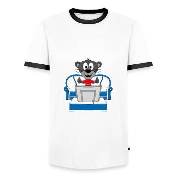 PANTHER - TV - FERNSEHEN - TIER - Männer Kontrast-T-Shirt - Weiß/Schwarz - Vorne - AI Model Female 172 light (172cm) & AI Model Male 178 dark (178cm)
