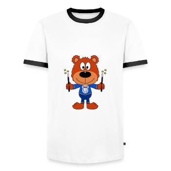 ZAUBERER - TEDDY - BÄR - TEDDYBÄR - ZAUBERN - Männer Kontrast-T-Shirt - Weiß/Schwarz - Vorne - AI Model Female 172 light (172cm) & AI Model Male 178 dark (178cm)