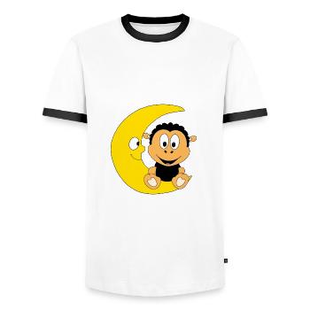 SCHWARZES SCHAF - MOND - TIER - KIND - BABY - Männer Kontrast-T-Shirt - Weiß/Schwarz - Vorne - AI Model Female 172 light (172cm) & AI Model Male 178 dark (178cm)