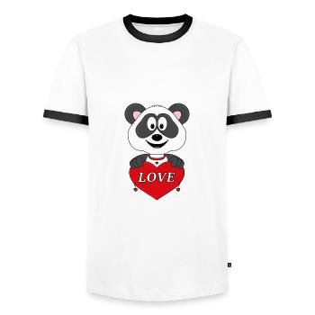 PANDA - BÄR - LIEBE - LOVE - HERZ - VERLIEBT - Männer Kontrast-T-Shirt - Weiß/Schwarz - Vorne - AI Model Female 172 light (172cm) & AI Model Male 178 dark (178cm)