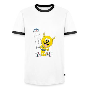 MONSTER - KITER - KITE - KITESURFER - KITEN - Männer Kontrast-T-Shirt - Weiß/Schwarz - Vorne - AI Model Female 172 light (172cm) & AI Model Male 178 dark (178cm)